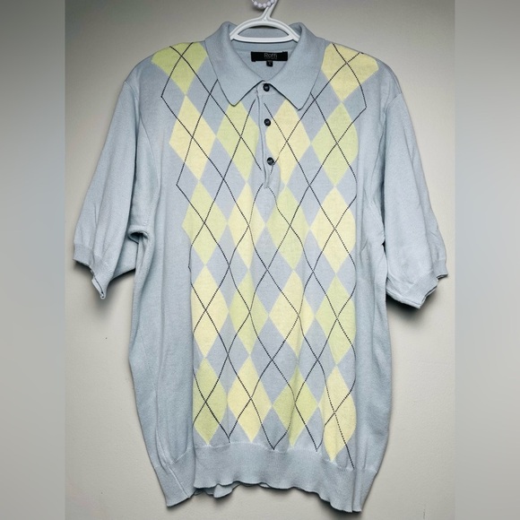 Raffi Cotton Blend Grey Yellow Polo Shirt Made In Italy Men Size Large - Picture 1 of 7